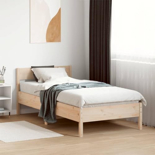 CFODOJ Home & Garden Möbelbett Bettgestell ohne Matratze 75x190 cm kleines Einzelbett Massivholz Kiefer von CFODOJ