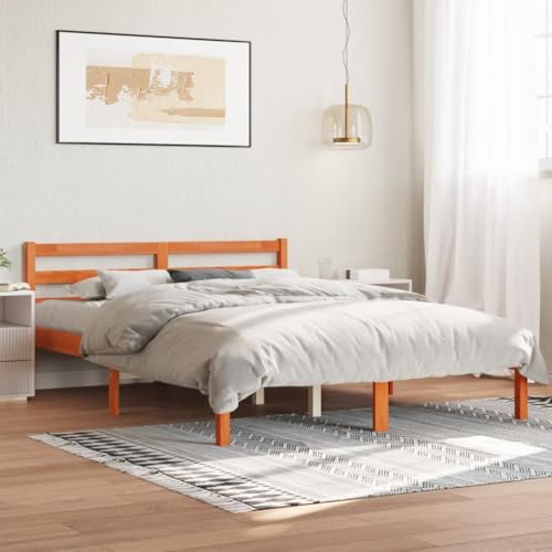 CFODOJ Home & Garden Möbelbett Bettgestell ohne Matratze Wachs braun 120x190 cm kleines Doppelbett Massivholz Kiefer von CFODOJ
