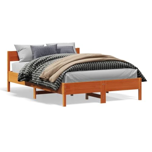 CFODOJ Home & Garden Möbelbett Bettgestell ohne Matratze Wachs braun 135x190 cm Doppelbett Massivholz Kiefer von CFODOJ