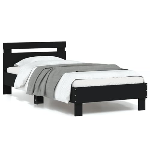 CFODOJ Home & Garden Möbelbett Bettgestell ohne Matratze mit LED-Leuchten schwarz 90x190 cm Einzelbett CFODOJ Home & Garden Möbelbett Bettgestell ohne Matratze mit LED-Leuchten schwarz 90x190 cm Einzelbett von CFODOJ