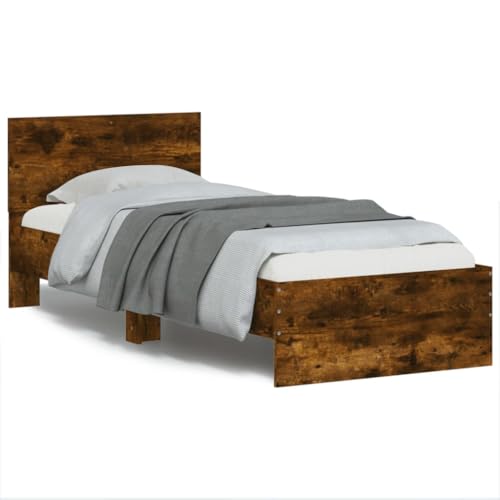 CFODOJ Home & Garden Möbelbett Bettgestell ohne Matratze mit LED Lichtern Räuchereiche 90x190 cm Einzel von CFODOJ