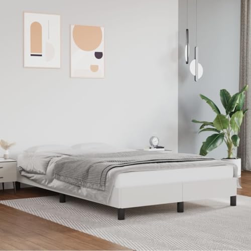 CFODOJ Home & Garden Möbelbett Bettgestell ohne Matratze weiß 120x190 cm kleines Doppelbett Kunstleder CFODOJ Home & Garden Möbelbett Bettgestell ohne Matratze weiß 120x190 cm kleines Doppelbett Kunstleder von CFODOJ