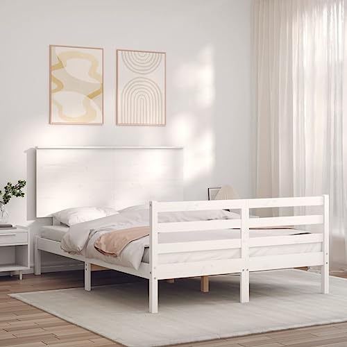 CFODOJ Home & Garden Möbelbett Bettgestell ohne Matratze weiß 140x190 cm Massivholz von CFODOJ