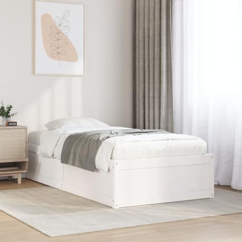 CFODOJ Home & Garden Möbelbett Bettgestell ohne Matratze weiß 75x190 cm kleines Einzelbett Massivholz Kiefer CFODOJ Home & Garden Möbelbett Bettgestell ohne Matratze weiß 75x190 cm kleines Einzelbett Massivholz Kiefer von CFODOJ