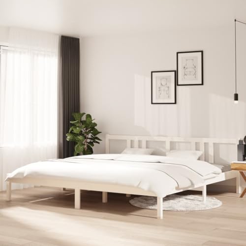 CFODOJ Home & Garden Möbelbett Bettgestell ohne Matratze weiß Massivholz 200x200 cm von CFODOJ