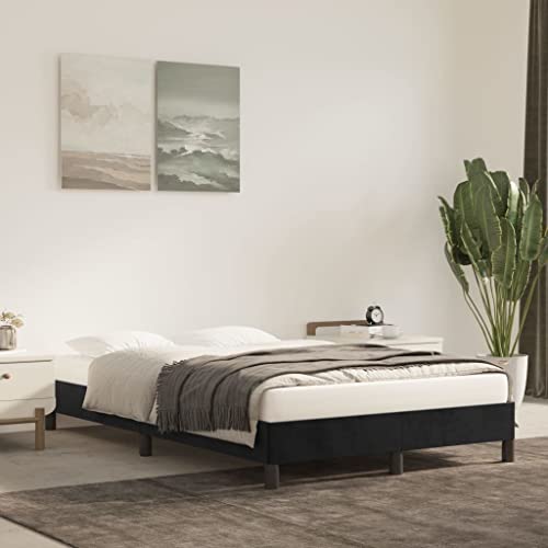 CFODOJ Home & Garden Möbelbett Rahmen ohne Matratze schwarz 120x190 cm kleines Doppelbett Samt von CFODOJ