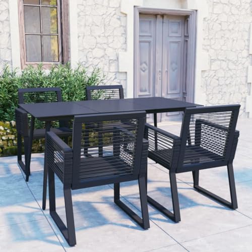 CFODOJ Outdoor-Möbel Set-Haus-5 Teile Outdoor Essen PVC Rattan schwarz von CFODOJ