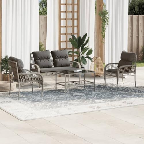 CFODOJ Outdoor Möbel Sets-home-4-teiliges Garten-Sofa-Set mit Kissen, grau, Polyrattan CFODOJ Outdoor Möbel Sets-home-4-teiliges Garten-Sofa-Set mit Kissen, grau, Polyrattan von CFODOJ