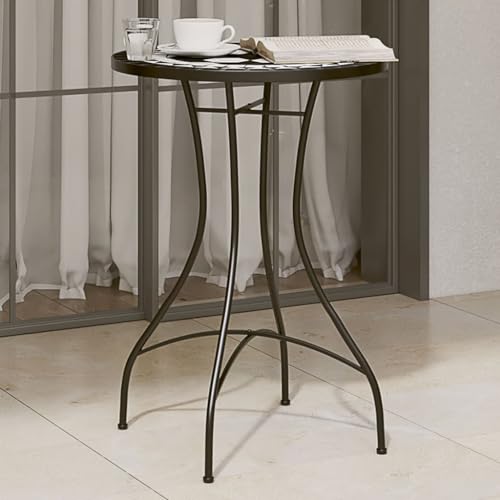 CFODOJ Outdoor Outdoor Tische Home-Mosaik Bistrotisch schwarz und weiß Ø50x70cm Keramik von CFODOJ