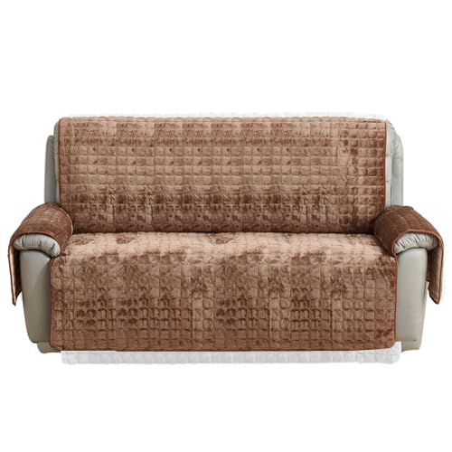 CFPLeHiYS Sesselschoner Relaxsessel Sesselüberwurf mit Armlehne Sesselauflage Anti-Rutsch Fernsehsessel Schonbezug Sofa Armlehnenbezüge Sesselbezüge für Haustieren Hund(Kaffee,2 Sitz (116 * 190cm)) von CFPLeHiYS