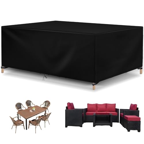 CFRJDJ Gartenmöbel Abdeckung 343x130x70cm Wasserdicht und UV-stabilisiert Winddicht Winterfest Staubdicht 420D Oxford Stoff Schutzhülle Gartentischabdeckung von CFRJDJ