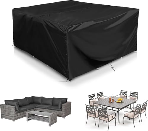 CFRJDJ Gartenmöbel Abdeckung Wasserdicht, Outdoor Tischabdeckung Wetterfest Abdeckplane Loungemöbel 420D Oxford Gewebe Staubdicht Schutzhülle für Gartentisch Sitzgruppe 382x162x123cm CFRJDJ Gartenmöbel Abdeckung Wasserdicht, Outdoor Tischabdeckung Wetterfest Abdeckplane Loungemöbel 420D Oxford Gewebe Staubdicht Schutzhülle für Gartentisch Sitzgruppe 382x162x123cm von CFRJDJ