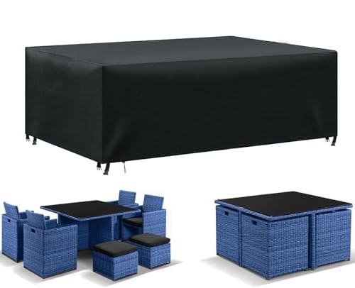 CFRJDJ Gartenmöbel Abdeckung Wasserdicht 165x125x135cm Wasserdichtes Schutzhülle für Garten Tisch und Stühle Schutzhülle Sitzgruppe Abdeckhaube Oxford für Gartentisch Möbelset Staubdicht Anti-UV von CFRJDJ