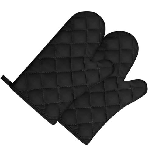 1 Paar Ofenhandschuhe, Ofenhandschuh, Ofenhandschuhe Hitzebestaendig Mit Thermoisolierung Verdickte Anti-Rutsch rutschfeste Kochhandschuhe Zum Kochen, Backen, Grillen (Schwarz) von CFSVVD