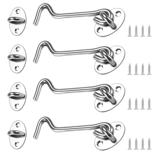 CFSVVD 4 Stück öse türriegel haken, Haken Mit Ose, Haken Fenster, Mit öse haken Türhaken für Tor/Garage/Zaun/Fenster oder Schuppen von CFSVVD