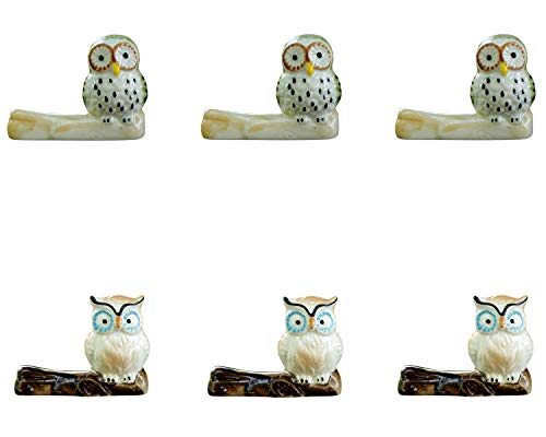 Eule Essstäbchenauflage aus Keramik, 6er Set, 57 x 26 x 43mm, Tier Figur Stäbchenhalter, Tischmesser Halter Löffel Halterung Gabel Ständer, Esstisch Dekor Accessoires von CFSky