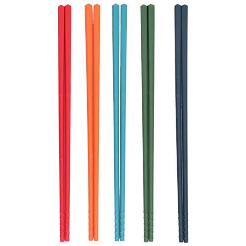 24 Cm 5 Farbkoteletts Set Silicon Stainl -Stahlkoteletts Wiederverwendbares Schlupfküchengeschirrgeschirr Stickschops SetSilicone Chopsticksre40 ~ 230 ℃) [Material] von CFTGIW