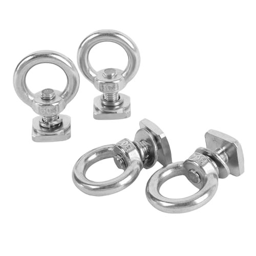 CFTGIW 4 Pack T Mount Bindung Kit M8 Edelstahl Auge für Dachträger mit Nüssen und Heben von Auge für Kajak -Frachtgurte und Zubehör (SILVER) von CFTGIW