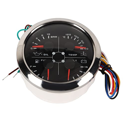 CFTGIW 4-Zoll-Messgerät Universal 4-Zoll-85-mm-Messgerät Multifunktions-Heizöldruck-Temp-Volt-Messgerät DC 9-32 V für Auto Wohnmobil Boot Motorrad 4-Zoll-Messgerät Un von CFTGIW