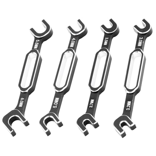 CFTGIW 4pcs RC -Autoschlüssele Spannschloss Nussgelenk Remover Aluminiumlegierung RC Wartung Spanner 3,0–6,0 Mm Reparaturwagen 35–37 Mm mit 55 - Autowalkenschlossschlossschluck Nuss (BLACK) von CFTGIW