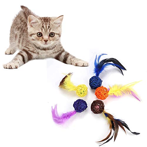 CFTGIW 5 PCs/Set Bunte Pet Cat Kätzchen P Spiel Spielzeug Rattan Bälle mit Feather Bell Cat Play Toy Rattan Bälle Spielzeug Buntes Katzenspielzeugspielzeugspielzeug Ist Ausgestattet die Ihr CFTGIW 5 PCs/Set Bunte Pet Cat Kätzchen P Spiel Spielzeug Rattan Bälle mit Feather Bell Cat Play Toy Rattan Bälle Spielzeug Buntes Katzenspielzeugspielzeugspielzeug Ist Ausgestattet die Ihr von CFTGIW