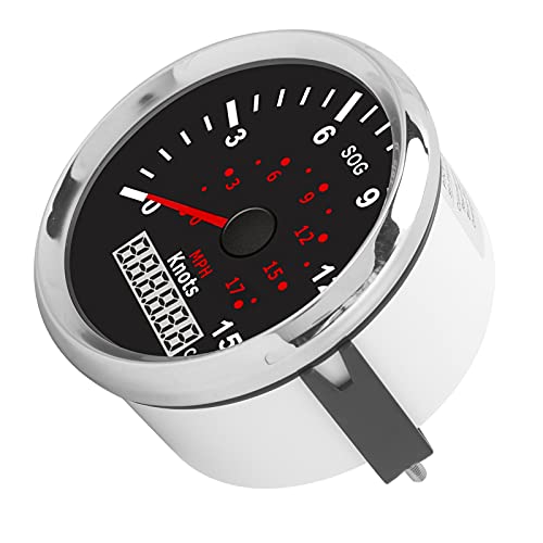 CFTGIW 85 Mm Tachometer 0‑17mph 15 Knoten IP67 Red Backlight LCD -Display für 12/24 -V Autos Boote Yachten RVS VERSATILIT TECHREMOLDERGPS SpeedometerSpeed ​​Gaugeodometerometermometerauto von CFTGIW