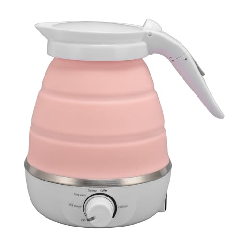 CFTGIW 850W Faltbare Elektrische Wasserkocher 600 Ml Silikon Auto -Ausschalten von Zusammenklappbarem Hot Kessel für Fahrt. (PINK) von CFTGIW