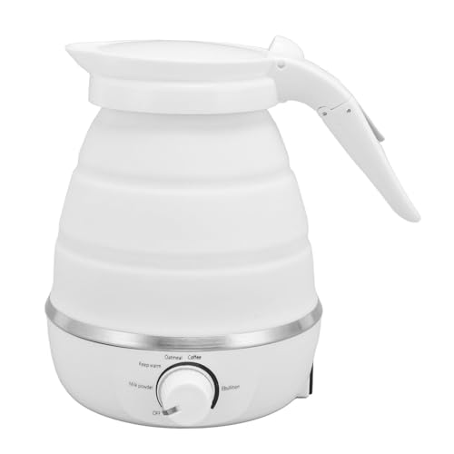 CFTGIW 850W Faltbare Elektrische Wasserkocher 600 Ml Silikon Auto -Ausschalten von Zusammenklappbarem Hot Kessel für Fahrt. (WHITE) von CFTGIW