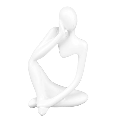 CFTGIW Denker Statue Abstrakt Denker Figur Denker Deko für Wohnzimmer Büro Bücherregal Weiß Links Der Denker Vitrinen Polieren Akribisch in Feat Denker Statue Denker von CFTGIW