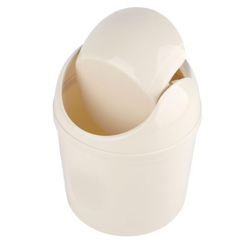 CFTGIW Desktop -Mülleimer PP Compact Intimes Deckel Design Mülleimer für Heimküchenküchenküchenschlafzimmer Wohnzimmerwart und Kompakter Desktop -Trash Kandesktop Canmini Müll Cantable (WHITE) von CFTGIW