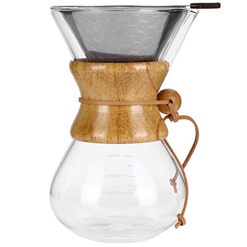 CFTGIW Kaffeemaschine Hochtemperaturglas Kaffee Tropftopf mit Edelstahl Kaffee, die auf Kaffeekartenkaffee Gebraut Wurden (600 ml) von CFTGIW