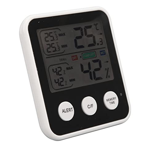 CFTGIW LCD Digital Display Thermometer Hygrometer Temperaturfeuchtigkeitsmessgerät Hygrothermograph Weiß (BLACK) von CFTGIW