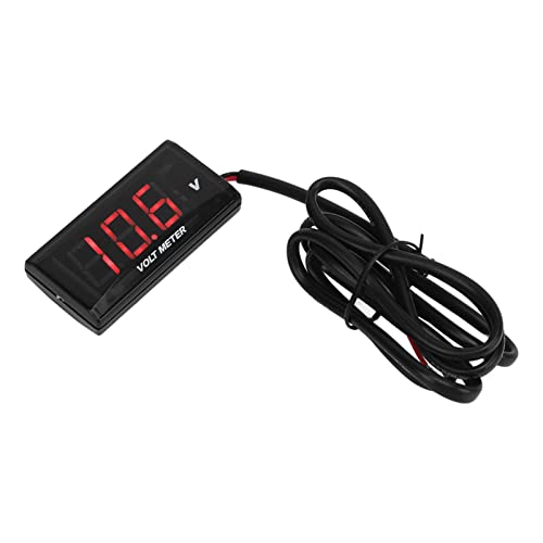 CFTGIW LCD -Motorradspannung Ultra -Dünnvoltmeter mit Linker Halterung DC12V Red LCD Motorradspannung Voltmotor (Rot) von CFTGIW
