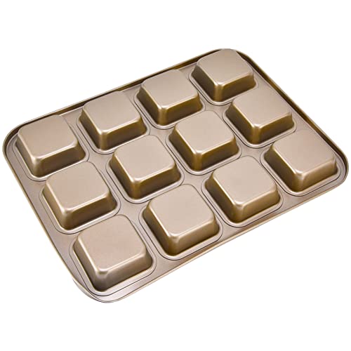 CFTGIW Laib Backpfannen 12 Hohlraum Brownie Backpfanne Kohlenstoffstahl Muffin Backware Cupcake Bread Divider Kuchen Erstellen Hoch mit Brownie Back Panmini Laib Backpansmini Pans12 (Extra dicke 12 von CFTGIW