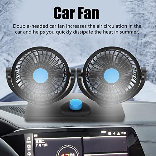CFTGIW Mini Car Fan Doppelköpfe Kühlung Lüfter Ruhiger USB -Elektromventilator 360 ° Rotation mit 4 Windgeschwindigkeiten für Auto -LKW SUV RV von CFTGIW
