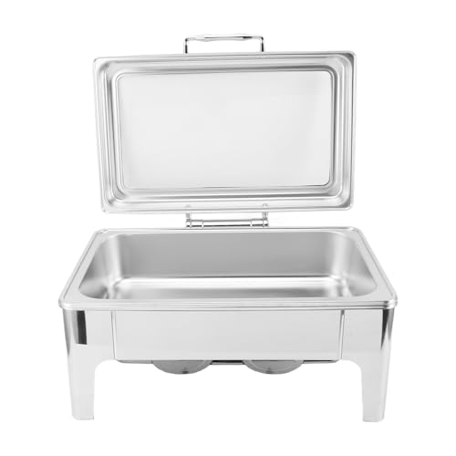 CFTGIW Scheuchendeschale Buffet Set 9l Edelstahl Rechteck Beheizt Catering Food Wärmer mit Lebensmittelpfanne und Sichtbarer Deckel für Veranstaltungsfeiern Holiday Feiertag 2 Fächer Hoch, um das (1 von CFTGIW
