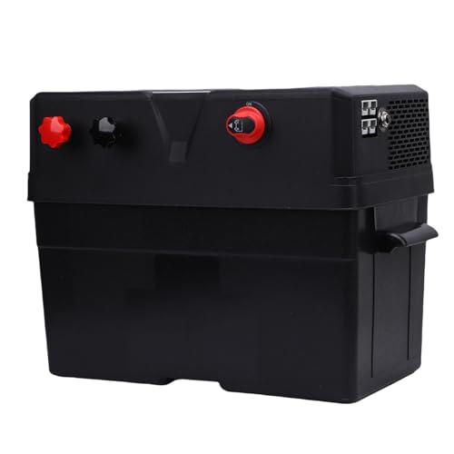CFTGIW Smart -Batterie -Box 12V Batterie -Power -Box Tragbarer Marine -Batterie -Box mit Regenschutzhülle und Integriertes Batteriemanagementsystem Zum Trolling Motor RV Solar Panel von CFTGIW