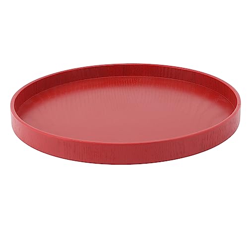 CFTGIW Tee Tablett Hölzerne Rot Runde Tee Teller Grüner Backteller für Heimische Teehaus 24 Cm / .45 Zoll Schaden Nicht und in St. Trayround Tea Tablaytea Serving Traygreen Serving (27 cm) von CFTGIW
