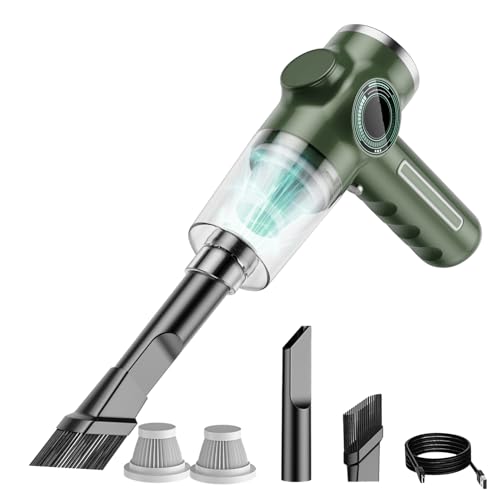 CFTGIW Tragbarer Staubsauger für Heimauto mit Flachem und Bürstendüsen Batterie -Anzeige Diger Bildschirm Wiederaufladbarer Kabelloser Staubsauger mit Wiederverwendbarem für Sofa -Keyboards Auto (2 von CFTGIW