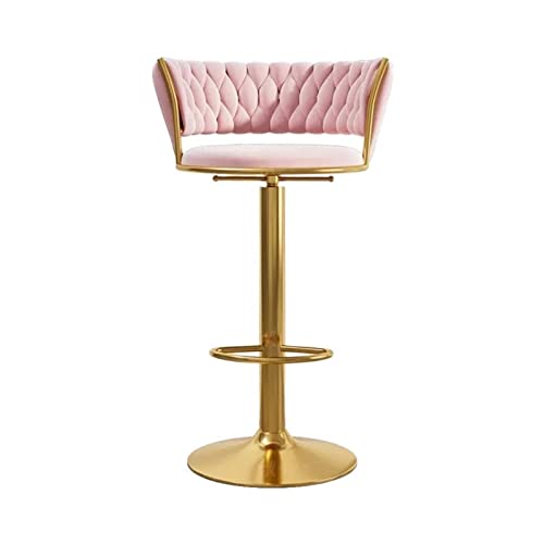 Barhocker Haushalt Bar Rezeption Drehbarer Hochstuhl Mit Rückenlehne Verstellbarer Hochhocker (65-80 cm) Bar Chair(Pink) von CFY652