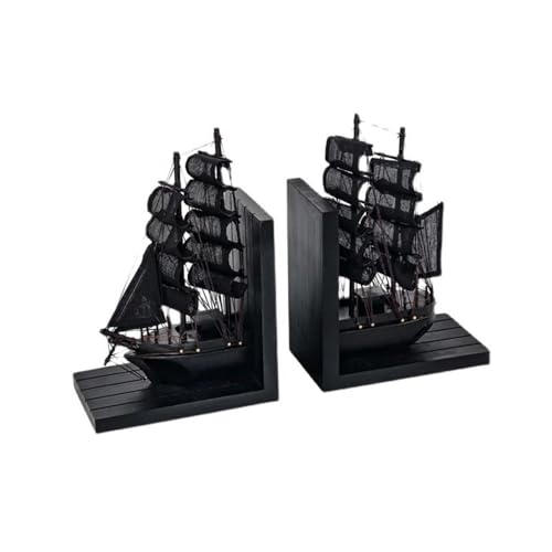Buchstütze Black Pearl Corsair Sailing BoaBookend MasterYoda Figurines Metal Bookshelf Decor Desktop Ornament Office Art Decoration Crafts Buchstützen(Schwarz) von CFY652
