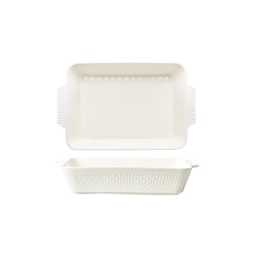 CFY652 Backblech Großes Backblech aus Keramik for den Haushalt, rechteckig, mit Doppelohr, for die Mikrowelle, 3800 ml, Backschüssel, Käse-Reis-Backblech Ofenform von CFY652
