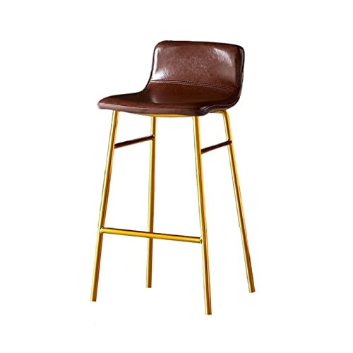CFY652 Barhocker Einfache und Moderne Esszimmerstühle for den Haushalt, Leichter Luxus, Rezeption, Bar, Hochstuhl, Rückenlehne, Leder, Eisen, Hochhocker Bar Chair(Bruin) von CFY652