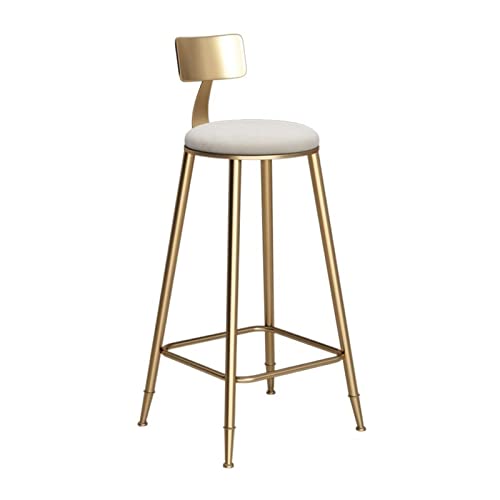 CFY652 Barhocker Modischer nordischer Barstuhl aus Eisen und Gold, Esszimmerstuhl, Hochstuhl mit Rückenlehne, geeignet for Bars und Cafés Bar Chair(Weiß,73CM) von CFY652