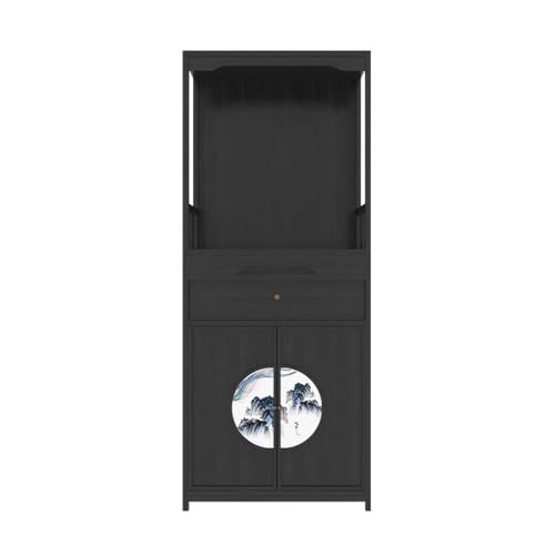 CFY652 Buddha-Nischenschrank for den Eingangsbereich im Wohnzimmer, mit Lackmalerei, Walnuss-Räucherwerk-Opferschrank(Schwarz) von CFY652