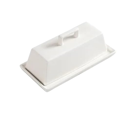 CFY652 Butterdose Einfache Käsebutterplatte mit Deckel Keramik Küchengeschirr Heimgebrauch Butterbox(Weiß) von CFY652
