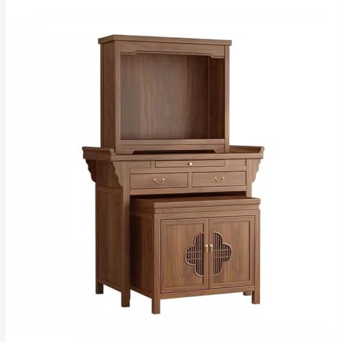 CFY652 Kombinations-Buddha-Schreinschrank for den Innenbereich, Zen-Räucherstäbchen-Tributtisch aus schwarzem Walnussholz im chinesischen Stil von CFY652