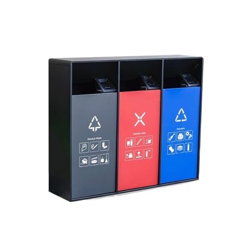 CFY652 Mülltonne 120L Outdoor-Mülleimer, dreifacher Mülleimer, quadratischer Metall-Mülleimer, moderner, kommerzieller, großer Mülleimer for den Haushalt (mit Aschenbecher) Garbage Bin von CFY652