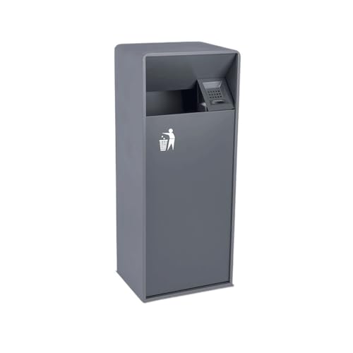 CFY652 Mülltonne 19L/40L Outdoor-Abfallkorb, Grauer quadratischer Metall-Abfallkorb mit seitlicher Öffnung, moderner kommerzieller Abfallkorb mit Aschenbecher Garbage Bin(Mittel) von CFY652