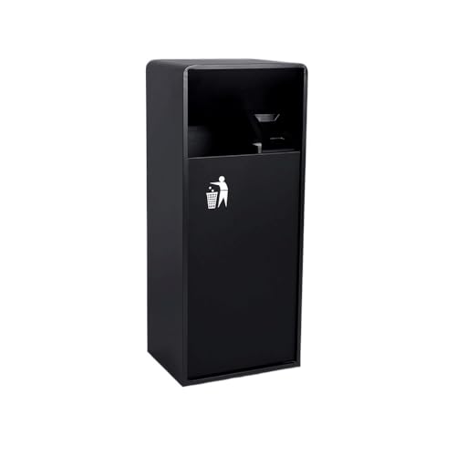 CFY652 Mülltonne 19L/40L Outdoor-Abfallkorb, schwarzer quadratischer Metall-Abfallkorb mit seitlicher Öffnung, moderner kommerzieller Abfallkorb (mit Aschenbecher) Garbage Bin(Mittel) von CFY652